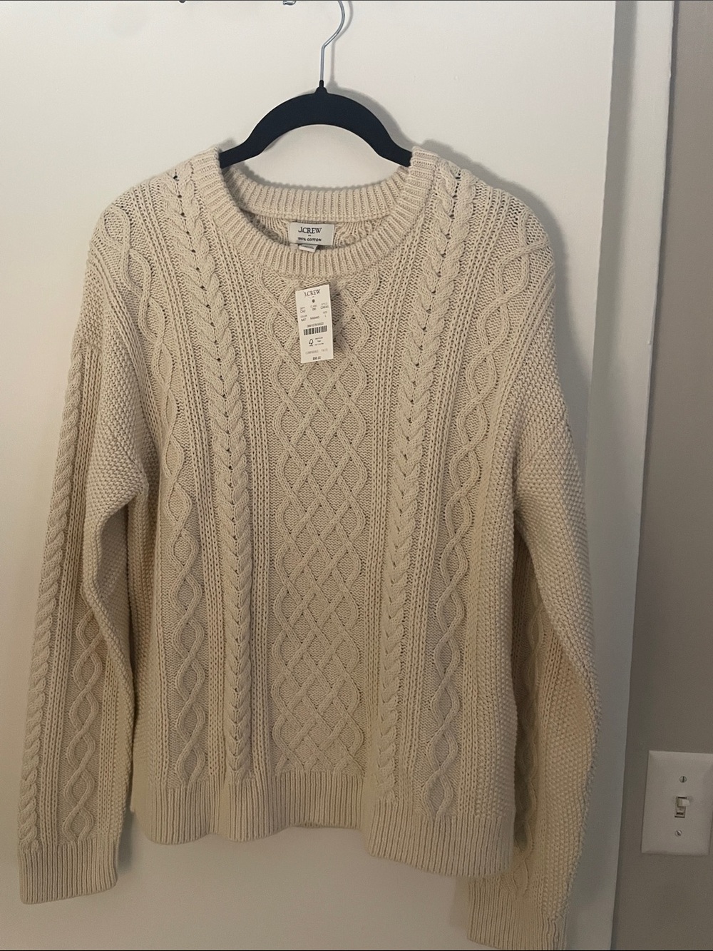 J. Crew Women’s Cable-Knit Crewneck Sweater in Cream